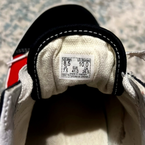 Red White and Black Off The Wall Vans Sneakers - Picture 3 of 4